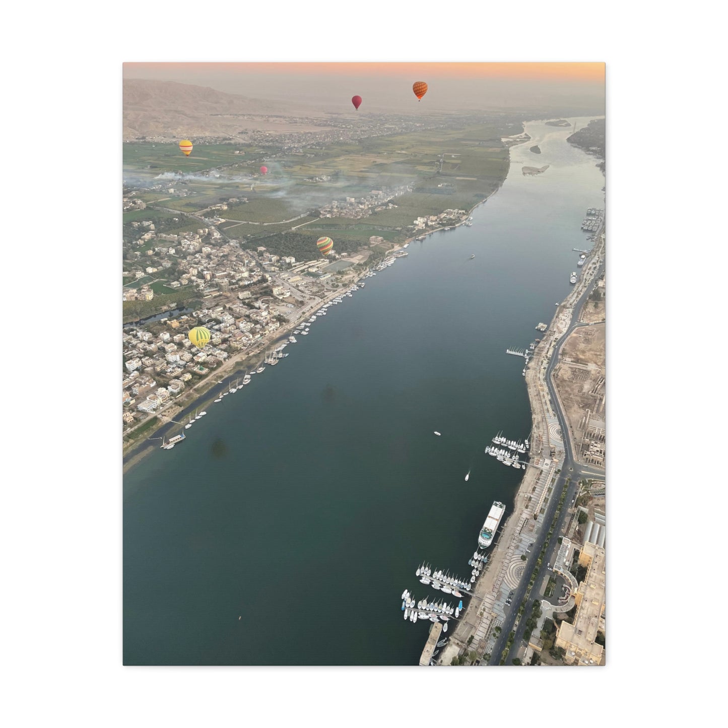 Canvas Wall Art - Hot Air Balloons over the Nile River