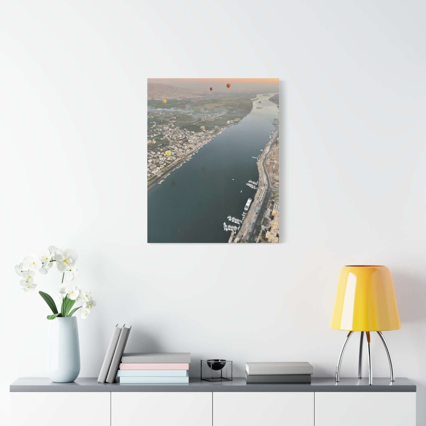 Canvas Wall Art - Hot Air Balloons over the Nile River